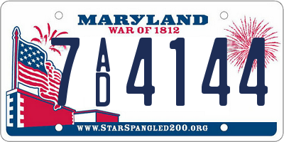 MD license plate 7AD4144