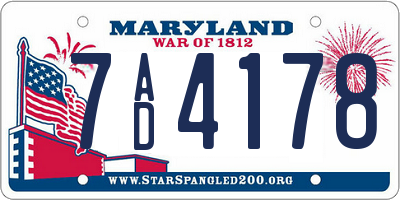 MD license plate 7AD4178