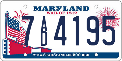 MD license plate 7AD4195