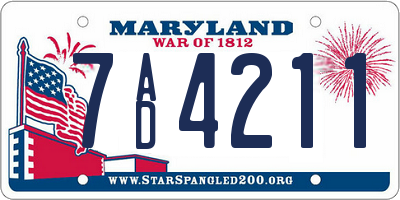 MD license plate 7AD4211