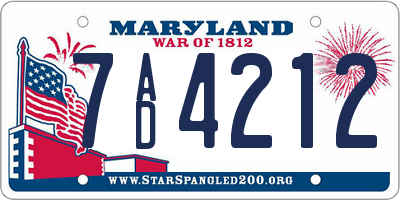 MD license plate 7AD4212