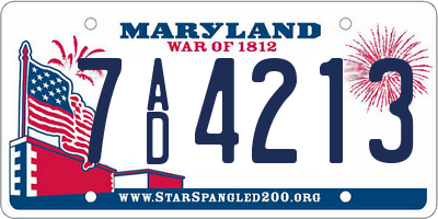 MD license plate 7AD4213