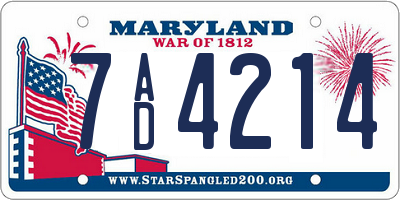 MD license plate 7AD4214