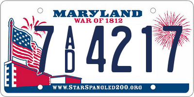 MD license plate 7AD4217
