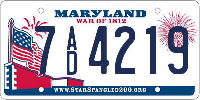 MD license plate 7AD4219