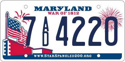 MD license plate 7AD4220
