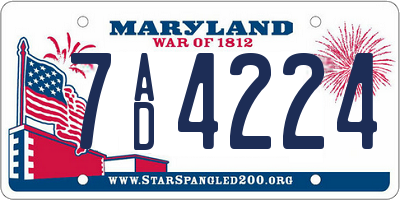 MD license plate 7AD4224