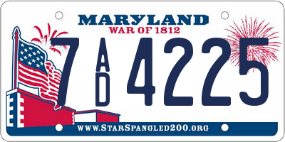MD license plate 7AD4225