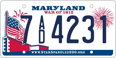 MD license plate 7AD4231