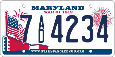 MD license plate 7AD4234