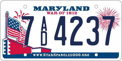 MD license plate 7AD4237