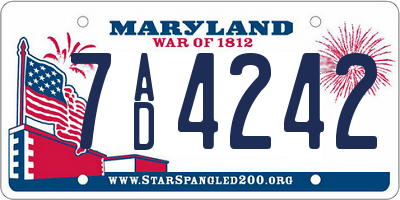 MD license plate 7AD4242