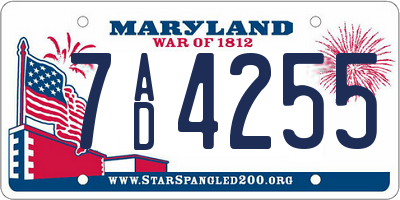 MD license plate 7AD4255