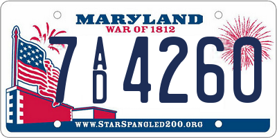 MD license plate 7AD4260