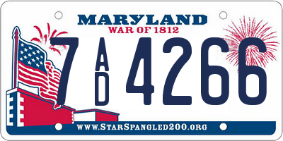 MD license plate 7AD4266