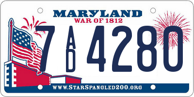 MD license plate 7AD4280