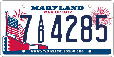 MD license plate 7AD4285