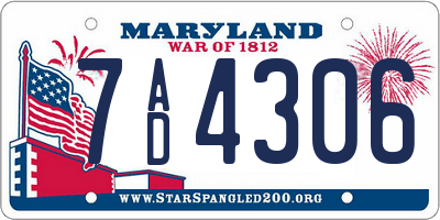MD license plate 7AD4306