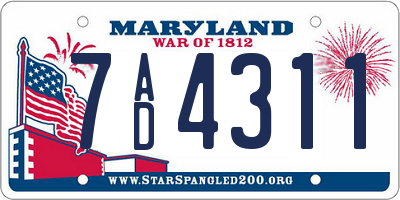 MD license plate 7AD4311