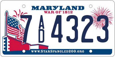 MD license plate 7AD4323
