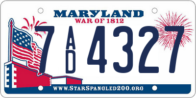 MD license plate 7AD4327