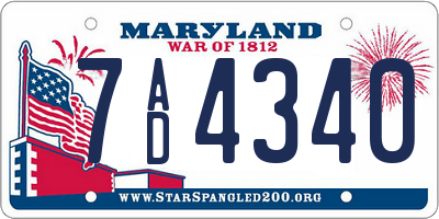 MD license plate 7AD4340