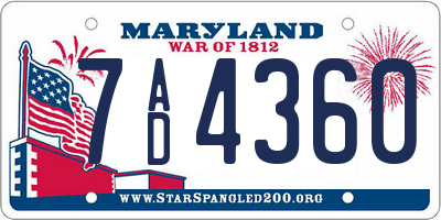 MD license plate 7AD4360