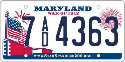 MD license plate 7AD4363