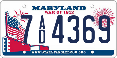 MD license plate 7AD4369