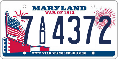 MD license plate 7AD4372