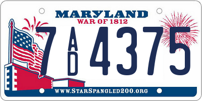 MD license plate 7AD4375