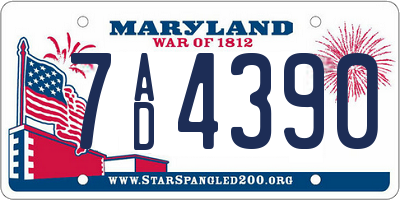 MD license plate 7AD4390