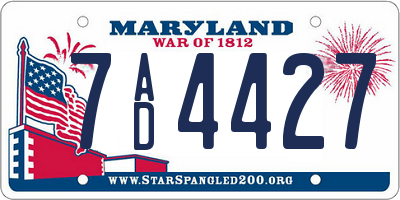 MD license plate 7AD4427