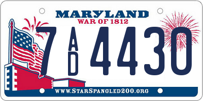 MD license plate 7AD4430