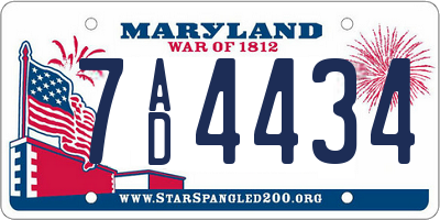 MD license plate 7AD4434