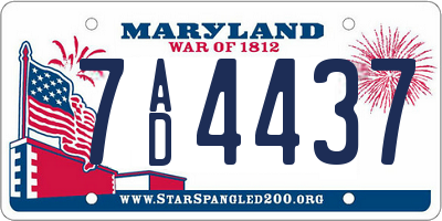 MD license plate 7AD4437