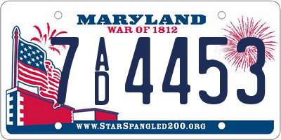 MD license plate 7AD4453