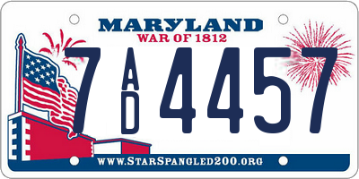 MD license plate 7AD4457