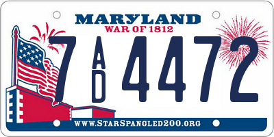 MD license plate 7AD4472