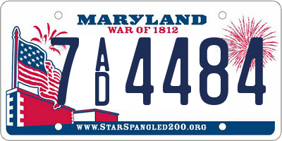 MD license plate 7AD4484