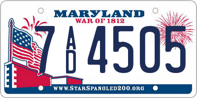 MD license plate 7AD4505