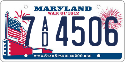 MD license plate 7AD4506