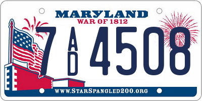 MD license plate 7AD4508