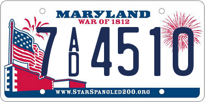 MD license plate 7AD4510