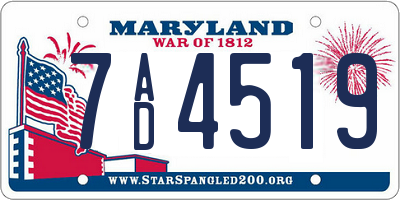 MD license plate 7AD4519