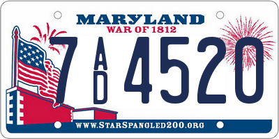 MD license plate 7AD4520