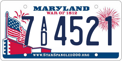 MD license plate 7AD4521
