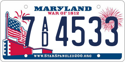 MD license plate 7AD4533