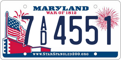 MD license plate 7AD4551