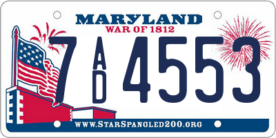 MD license plate 7AD4553